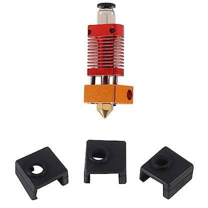3D Printer Parts Silicone Socks+Aluminum CR-10 Heater Block+Stainless Steel Throat for MK7 MK8 Extruder Hotend Kits for Ender 3/Ender 3 Pro/Creality CR-10 /CR10S /S4 /S5 (4 Sets)
