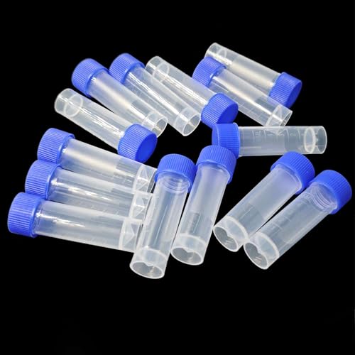 pson 20Pcs 5mL Plastic Test Tubes with Screw Caps, Clear Sample Vial Containers for Lab Storage, Scientific Research