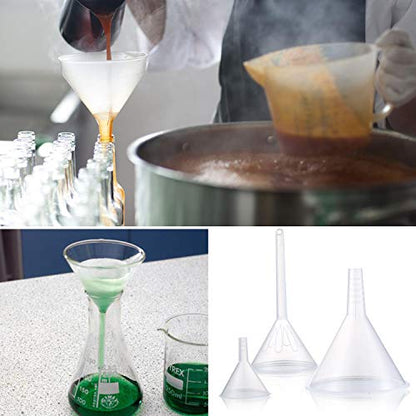 Plastic Funnel Set, 3 Pcs Lab PP Funnels