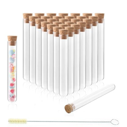 ULAB Scientific 50pcs 10ml Round Bottom Glass Test Tubes Set, 3.3 Borosilicate Glass, Dia.15x100mm, Packed with Stoppers and Brush, UTT1024 - style: 50pcs 10ml Glass Test Tubes with Stopper and Brush
