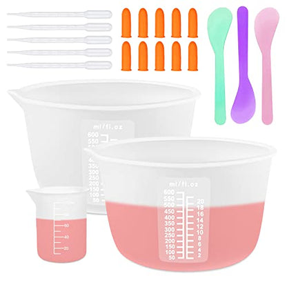 Silicone Resin Measuring Cups, 600ml with Stir Sticks - color: 2PCS 600ml