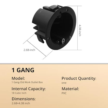 4'' Old Work Round Electrical Box, PVC, 18 Cu. in., 1-Pack - color: Round, size: 1