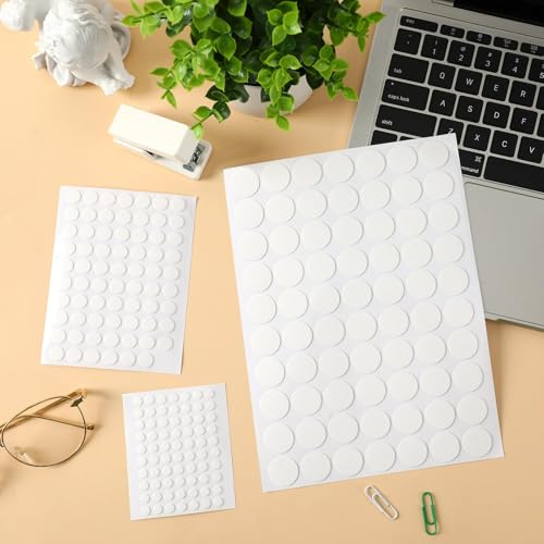 JUNEBRUSHS 350 Pieces Double Sided Sticky Dots, Sticky Tack for Wall Hanging Removable Poster Putty Clear Round Putty No Trace Adhesive Sticky Putty for Balloon Craft DIY Art Office Supplies (10 mm) - size: 10mm
