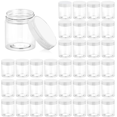 Eternal Moment 36 Pack 3 OZ Plastic Jars Clear Cosmetic Container with Lids - color: Clear Lid, size: 3 Ounce
