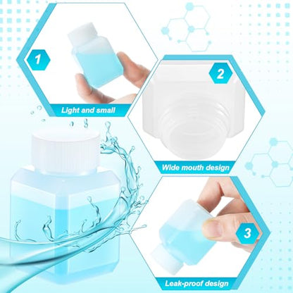 24 Pcs 1 oz Leakproof Plastic Bottles with Caps, Wide Mouth Hdpe Lab Reagent Bottle for Water Sample & Liquid Storage, Reusable Chemical Containers, Translucent - size: 1 oz
