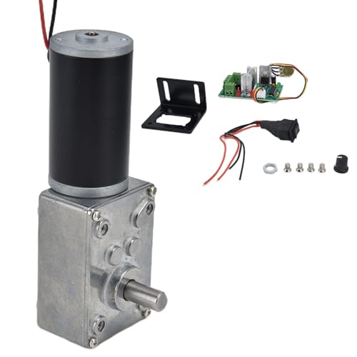 DC 12V Gear Motor with PWM Speed Controller Kit High Torque Geared Motor 20-400 RPM Adjustable 8mm D Shaft Low Noise Reduction Electric Motor for DIY Robot Car Automation (200RPM)