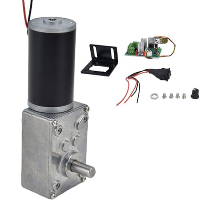DC 12V Gear Motor with PWM Speed Controller Kit High Torque Geared Motor 20-400 RPM Adjustable 8mm D Shaft Low Noise Reduction Electric Motor for DIY Robot Car Automation (200RPM)