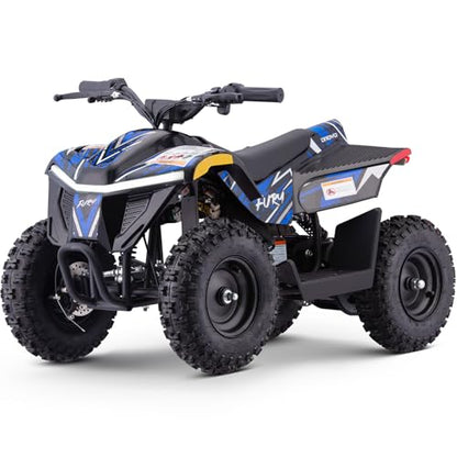 Droyd Electric ATV Fury, 36V Kids Quad Bike with 500W Brushless Powerful Motor, 8-10 Miles Long Range Electric 4 Wheeler with Throttle Controlled Dual Suspension for Boys Girls Ages 6+ (Blue) - color: Blue