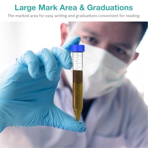SimPure Centrifuge Tubes 15mL, Conical Tubes Sterile 300PCS Screw Caps Tube - size: 15mL-300Pcs
