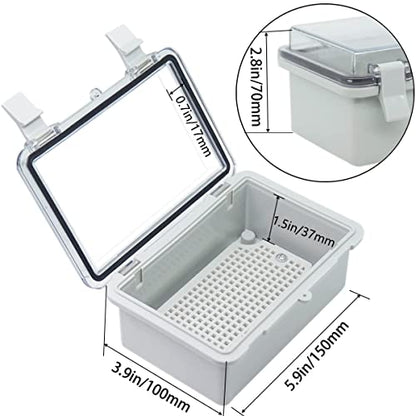 Junction Box, Hinged Clear Cover IP67 Waterproof ABS Project Box with 2 NPT 1/2" Cable Gland, Electrical Box Enclosure with Mounting Plate & Wall Bracket 5.9 x 3.9 x 2.8inch(150x100x70mm) - color: Transparent, size: 5.9"x3.9"x2.8"