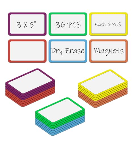 3X5 Dry Erase Whiteboard Magnets with Color Border,36PCS - size: 5X3",36PCS