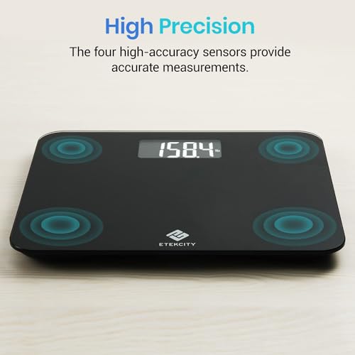 Etekcity Digital Body Weight Bathroom Scale, 440 lb Extra Wide Platform - color: Black, size: 13.8 x 11.8 inches