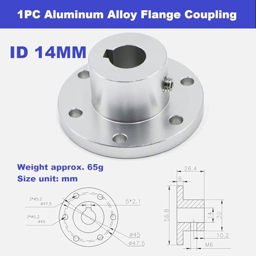 Aluminum Alloy Flange Coupling, 14 mm Inner Dia with Locking Key Slot, Flange Shaft Connector for Connecting Motor and Wheel DIY Model RC Parts (1Piece） - style: 14mm with Keyway
