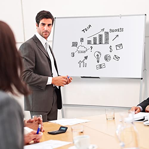 VIZ-PRO Easel Whiteboard, 60 x 36 Inches, Magnetic H-Stand Dry Erase Board - size: 60"W x 36"H