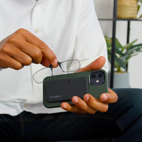 Always With You by ThinOptics Classic Readers + Attachable Glasses Case - color: Black Case / Clear Frames