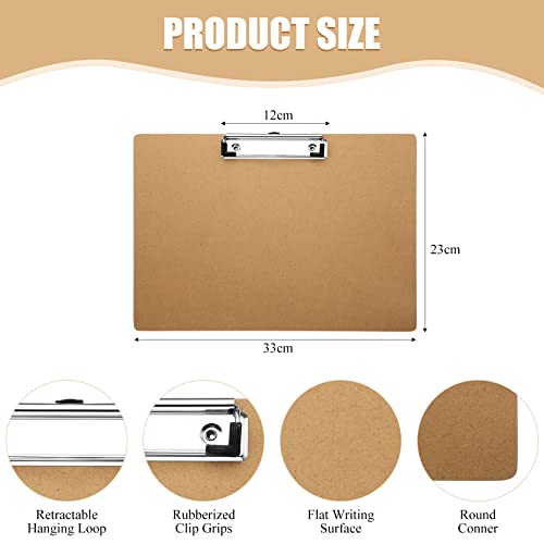 Sherr 15 Pcs 9 x 13 Inch Wooden Landscape Clipboard with Low Profile Clip
