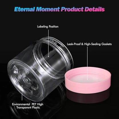Eternal Moment 36 Pack 2 OZ Plastic Jars Clear Cosmetic Container with Lids - color: Pink Lid, size: 2 Ounce