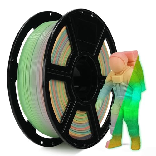 FLASHFORGE Glow in The Dark Rapid PLA Filament 1.75mm, Luminous Melody Fast Color Change Multicolored Rainbow Filament, Max 500mm/s High-Speed Printing, High Brightness and Long-lasting Glowing Effect - color: Luminous Melody