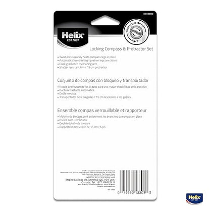 Helix - Compass and Protractor Set - Plastic Locking - 2 Pieces