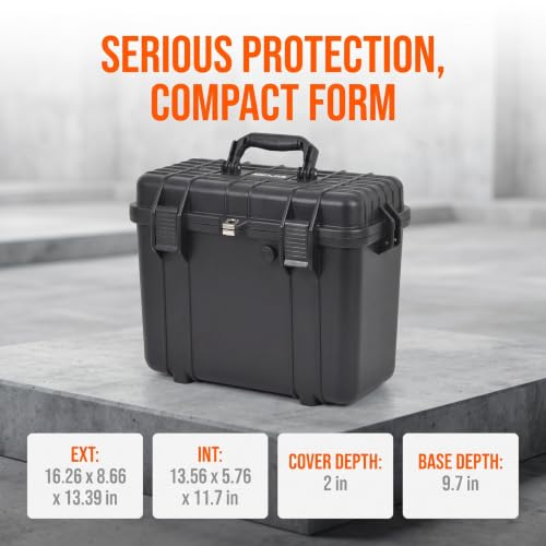 MEIJIA All Weather Waterproof Hard Camera Case With Customized Fit Foam Included, Elegant Black,Fit for Drones,camera,lens,16.26x8.66x13.39inches - size: 16.26" x 8.66" x 13.39"