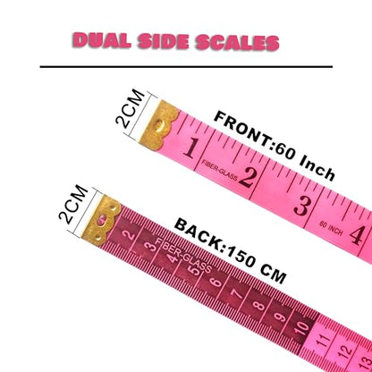 3 Pack Tape Measure Body Measuring Tape, Soft Fabric Measuring Tape for Sewing Cloth Measurement, 60 Inch Double Scale Tailor Ruler for Weight Loss (Red) - color: Red
