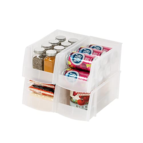 IRIS USA 4-Pack, Medium Plastic Stackable Storage Bin Organizer, Clear - color: Clear, size: Medium - 4 Pack