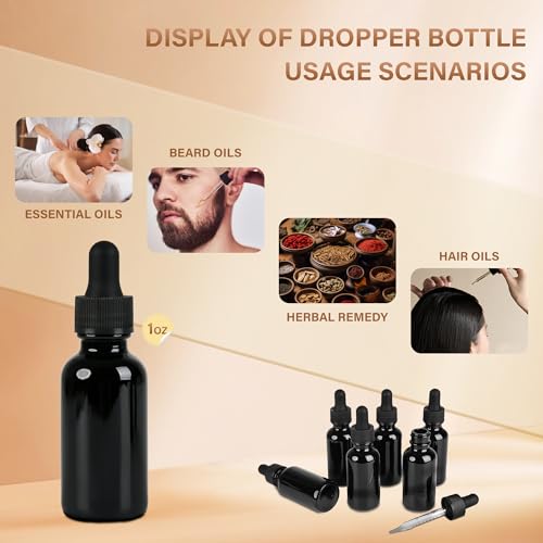 NOOEEISS 6 Pcs, 1oz Dropper Bottle, Black Glass Eye Dropper Bottle,Tincture Bottles with Dropper, Leak-Proof Design, Stronger Suction, for All Kinds of Mixed Liquids - color: Black, size: 1oz-6Pack