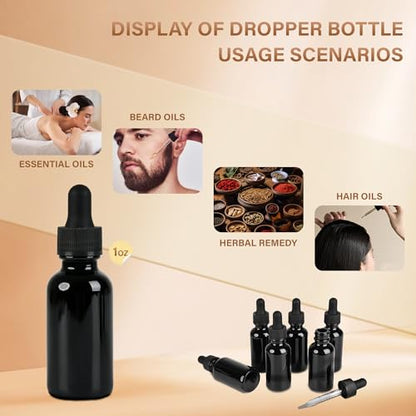 NOOEEISS 6 Pcs, 1oz Dropper Bottle, Black Glass Eye Dropper Bottle,Tincture Bottles with Dropper, Leak-Proof Design, Stronger Suction, for All Kinds of Mixed Liquids - color: Black, size: 1oz-6Pack