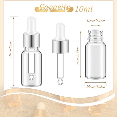 Didaey 100 Pcs Mini Glass Oil Dropper Bottle, 10 ml, Classic Silver - color: Classic Silver, size: 10 ml