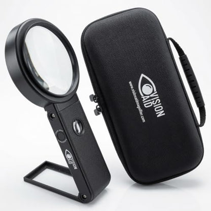 30X 10X Hands-Free Magnifying Glass with Stand, USB Rechargeable LED Light, Storage Case | Handheld Magnifier for Reading - size: USB Rechargeable - Deluxe Edition