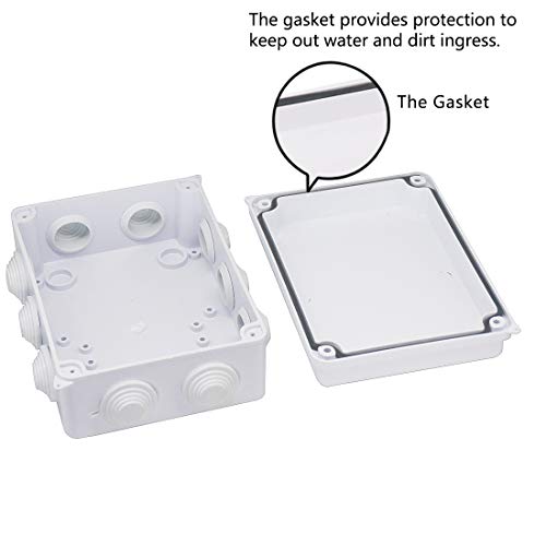 Zulkit Junction Box ABS Plastic Dustproof Waterproof IP65 Universal Electrical Boxes Project Enclosure White 5.9 x 4.3 x 2.8 inch (150 x 110 x 70mm) - size: 5.9" x 4.3" x 2.8"