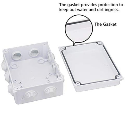 Zulkit Junction Box ABS Plastic Dustproof Waterproof IP65 Universal Electrical Boxes Project Enclosure White 5.9 x 4.3 x 2.8 inch (150 x 110 x 70mm) - size: 5.9" x 4.3" x 2.8"