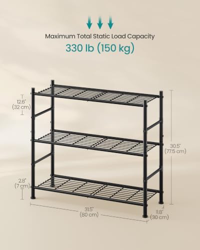 SONGMICS 3-Tier Storage Rack, Steel Wire Shelving Unit, Easy Assembly - size: 31.5"W, style: 3-Tier