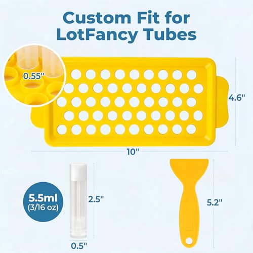 LotFancy Lip Balm Tubes Kit with Filling Tray & Spatula, 50 Pcs 5.5ml (3/16 oz) Clear Empty Lip Balm Containers with White Caps, BPA-Free, Leak-Resistant - color: White(with Tray & Spatula)