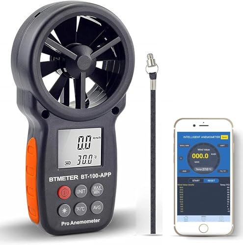 BTMETER BT-100APP Bluetooth Anemometer, Handheld Wind Speed Meter with App - color: BT-100APP Anemometer