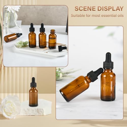 NOOEEISS 6 Pcs 1oz Amber Glass Eye Dropper Bottle, Tincture Bottles With Leak-Proof Design, Stronger Suction for All Kinds of Mixed Liquids - color: Amber, size: 1oz-6Pack