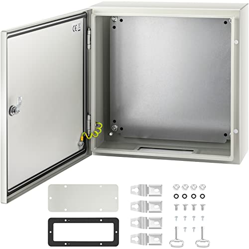 VEVOR NEMA Steel Enclosure, 20 x 20 x 6'' NEMA 4X Steel Electrical Box, IP66 Waterproof & Dustproof, Outdoor/Indoor Electrical Junction Box, with Mounting Plate - size: 20 x 20 x 6