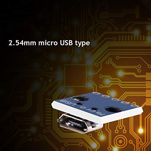 10pcs Female Micro USB to DIP 5-Pin Pinboard, 2.54mm Micro USB Type Interface Power Adapter Board 5V Breakout Module