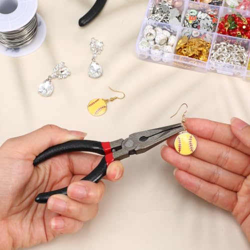 12 Pack 5" Needle Nose Pliers Set, Mini Long Nose Pliers with Serrated Clamps & Side Cutter for Jewelry Making, Electronics Repair, Wire Bending, and Crafting (Black)