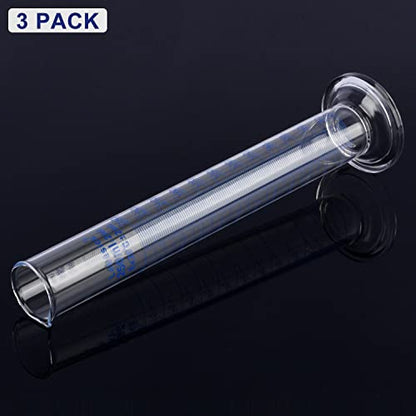 Labasics 3-Pack Borosilicate Glass 250 ml Heavy Wall Graduated Cylinder Measuring Cylinder - size: 250 ml