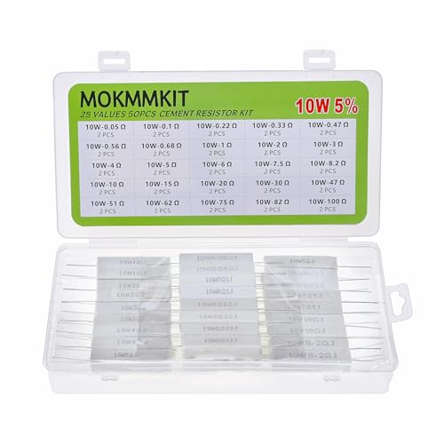 25 Values 10W Ceramic Cement Resistor Kit 0.05 Ohm - 100 Ohm - size: 0.05Ω-100Ω 50PCS