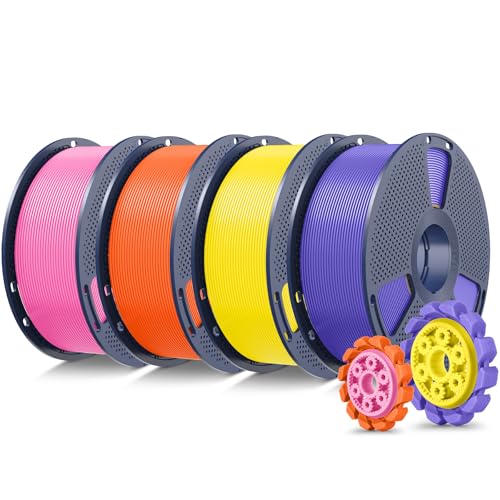 SUNLU PLA+2.0 3D Printer Filament, Multicolor, 4-Pack (4KG) - color: 1kg*4 Yellow+pink+lavender Purple+sunny Orange, size: 4kg