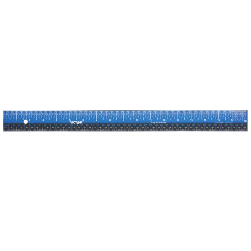 Victor Easy Read 18.25-Inch Stainless Steel Ruler, Metal Straight Edge Ruler with Cork Backing, Standard and Metric Measuring Tool for School, Office, Drafting, Drawing, and Crafts - size: 18 inches