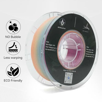 PLA 3D Printer Filament, Rainbow Matte PLA, 1.75 mm Diameter, 1kg Spool (2.2lbs), Dimensional Accuracy +/- 0.02 mm - color: Matte Rainbow