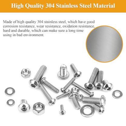 815 Pieces M3 M4 M5 M6 Button Head Socket Cap Screws Nuts Washers Assortment Kit, Metric Screw Assortment with Hex Wrenches, 304 Stainless Steel, Fully Threaded - size: M3M4M5M6 (815 Pieces), style: Button Head