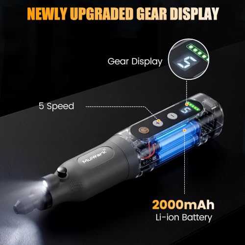 MulWark 113Pcs Rotary Tool Kit 5 Speed LED Display 4V Cordless Rotary Tool