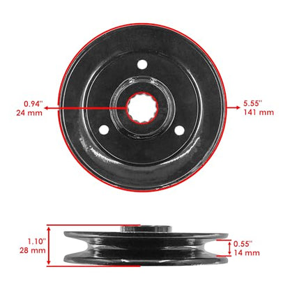 Caltric 54in Deck Spindle and Pulley Compatible with Hustler FasTrak SD / Z4 / Trimstar/FasTrak/Super Mini Z HT/Mini Z 783506 786889