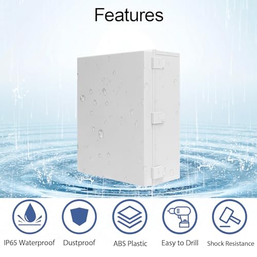 Electrical Box IP65 Waterproof Dustproof ABS Plastic Enclosure Outdoor and Indoor Project Box Hinged Cover with Mounting Plate Wall Brackets, Outer Dimension 19.7"x 15.7" x 7.9", Grey - size: 19.7"x 15.7" x 7.9" (1pc)