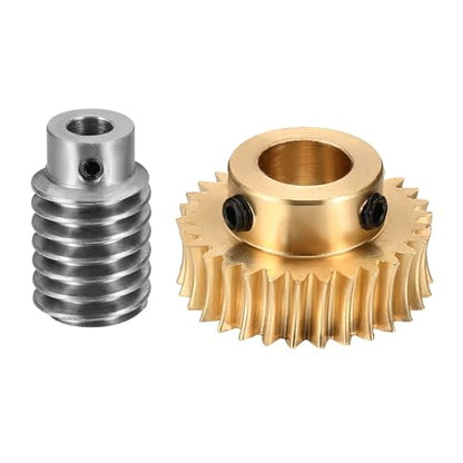 uxcell Worm Gear Set Right Rotation 30T 1 Module 30:1 Reduction Rate - size: Gear-12mm, Worm-5mm Bore, style: 1M-30T