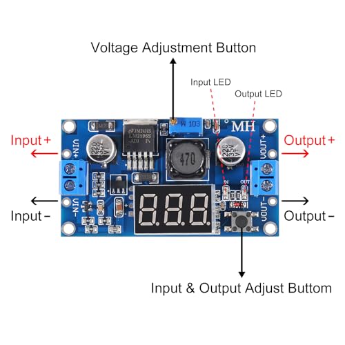 2pcs LM2596S LM2596 DC-DC Buck Converter Adjustable Step-Down Voltage Regulator Power Module 36V 24V 12V to 5V 2A Voltage Stabilizer with LED Display